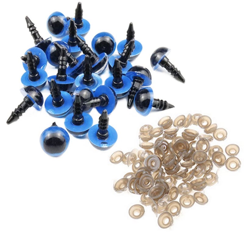 Natuworld 50 Pcs Blue Plastic Safety Eyes Round Craft Doll Eyes with Washers Crafting Buttons Accessories for Doll Bear Plush Animal and DIY Craft Making (18mm) - Image 2